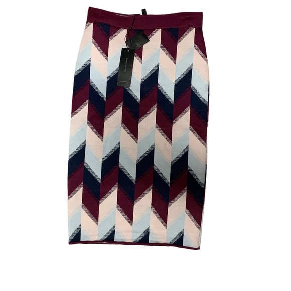 BCBGMaxAzria Dresses & Skirts - BCBGMaxAzria Chevron Pencil Skirt in Burgundy, Navy & Light Blue